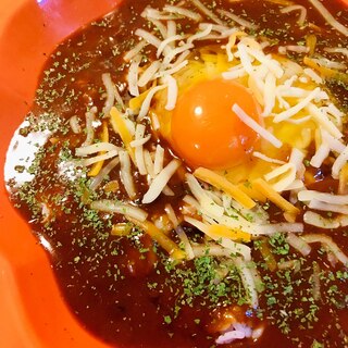 レトルトカレー●チーズバターライス＆たまごのカレー